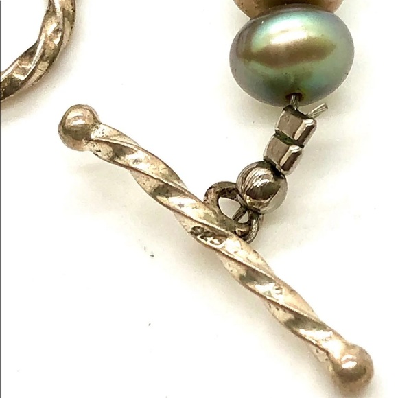 🔥 Vintage Deco Green Crystal Pendant Pearl Necklace 💚 - Picture 12 of 13